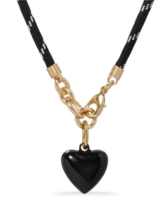 Roxanne Assoulin Jewelry - Roxanne Assoulin Black Cord Necklace with Puffy Heart Charm
